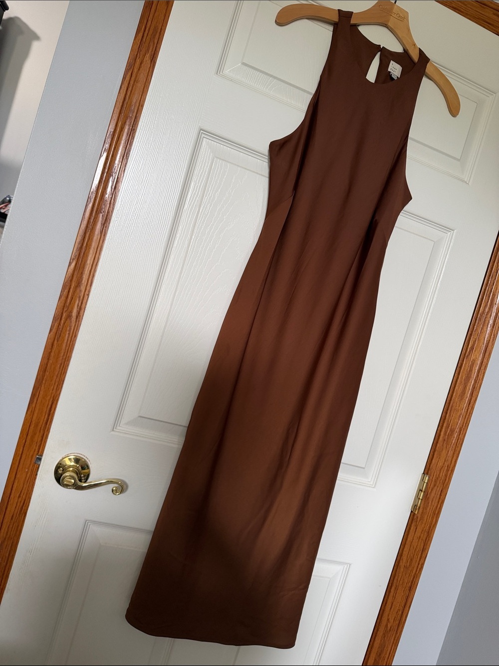 Bronze Brown Sleeveless Midi Dress M